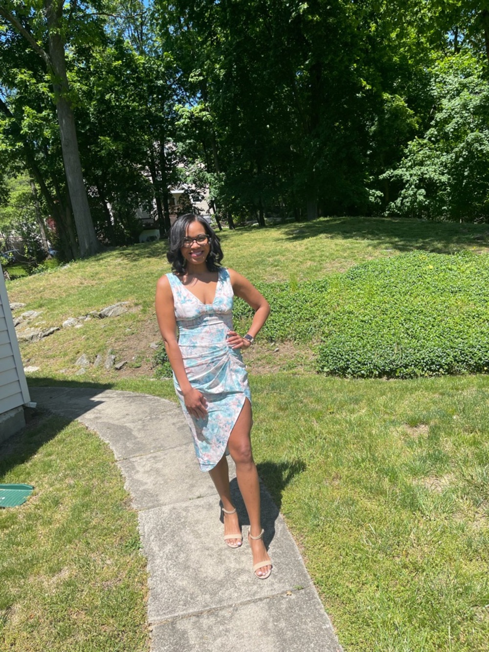 Cider Soft White Floral Dress with Peach Accents